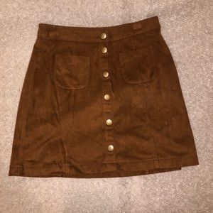 Garage Brown Suede Button-Up Skirt